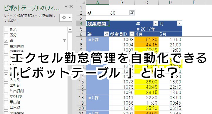 エクセル勤怠管理を自動化できる ピボットテーブル とは デスクワークカイゼン Com